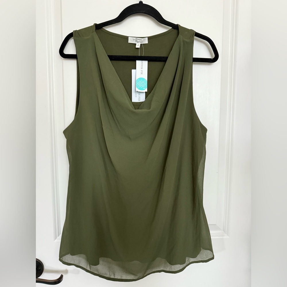 Chic Olive Sleeveless Blouse